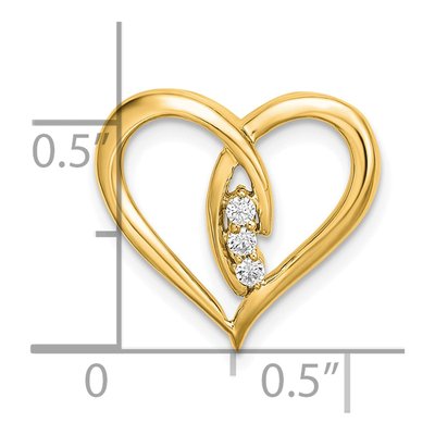 14K Yellow Gold 1/20 ct tw Diamond 3-Stone Heart Charm – view 3