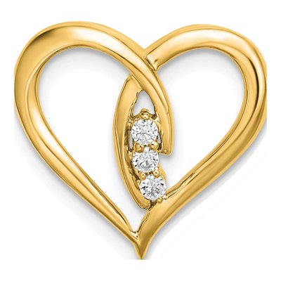 14K Yellow Gold 1/20 ct tw Diamond 3-Stone Heart Charm