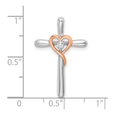 10K Two-Tone Gold 1/20 ct tw Diamond Cross Heart Slide Pendant – view 2