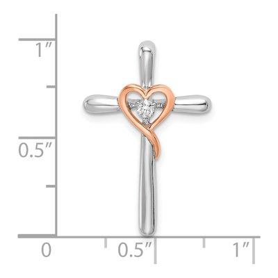 14K Two-Tone Gold 1/20 ct tw Diamond Cross Heart Slide Pendant – view 3