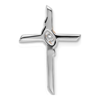 10K Two-Tone Gold Diamond Cross Slide Pendant – view 3