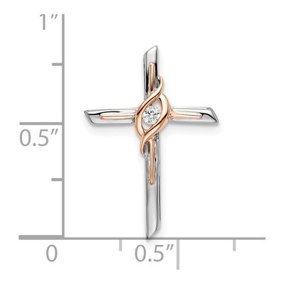 10K Two-Tone Gold Diamond Cross Slide Pendant – view 4