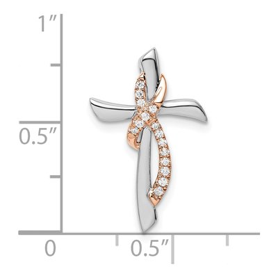 14K Two-Tone Gold 1/15 ct tw Diamond Cross Slide Pendant – view 4