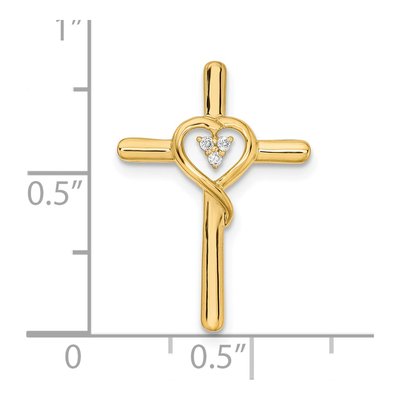 14K Yellow Gold Diamond Cross Heart Slide Pendant – view 4