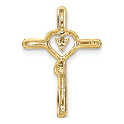 14K Yellow Gold Diamond Cross Heart Slide Pendant – view 5