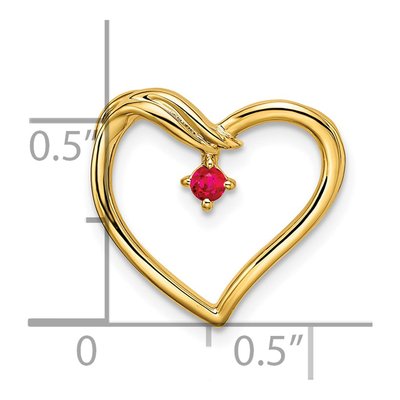 14K Yellow Gold Ruby Heart Slide Pendant – view 3