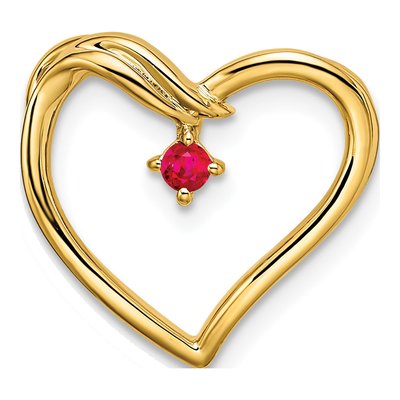 14K Yellow Gold Ruby Heart Slide Pendant