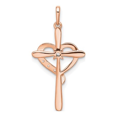 10K Rose Gold Diamond Cross Pendant – view 3