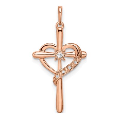 10K Rose Gold Diamond Cross Pendant