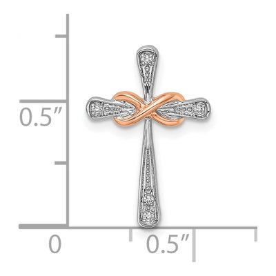 14K Two-Tone Gold Diamond Cross Slide Pendant – view 2