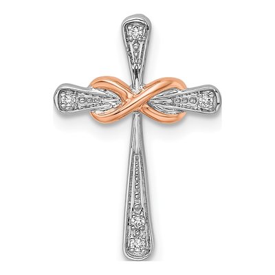 14K Two-Tone Gold Diamond Cross Slide Pendant