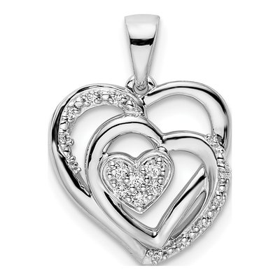 14K White Gold 1/10 ct tw Diamond Intertwined Hearts Pendant