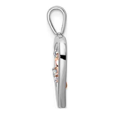 14K Two-Tone Gold 1/20 ct tw Diamond Double Heart Pendant – view 2