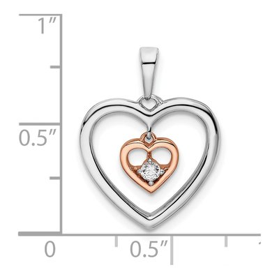 14K Two-Tone Gold 1/20 ct tw Diamond Double Heart Pendant – view 3