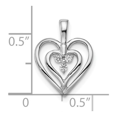 14K White Gold 1/20 ct tw Diamond Two Hearts Pendant – view 4