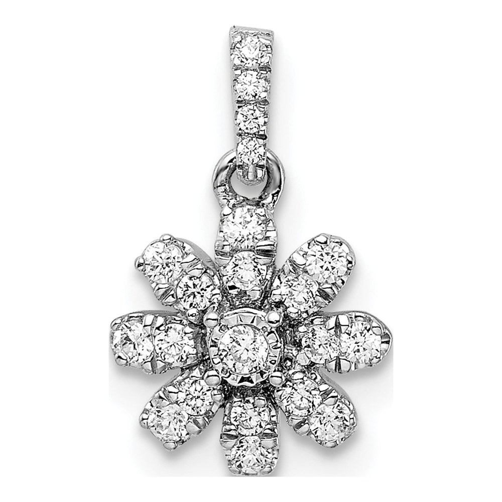 14K White Gold 1/6 ct tw Diamond Flower Pendant