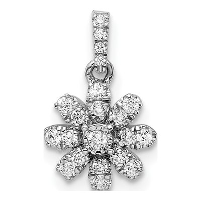 14K White Gold 1/6 ct tw Diamond Flower Pendant