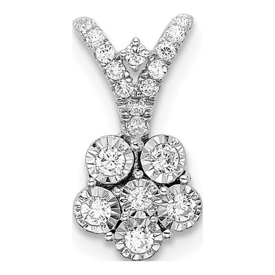 14K White Gold 1/4 ct tw Diamond Flower Pendant