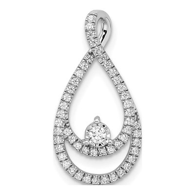 14K White Gold 1/5 ct tw Diamond Double Teardrop Slide Pendant