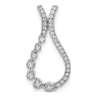 14K White Gold 1/6 ct tw Diamond Teardrop Slide Pendant
