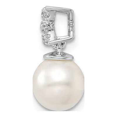 14K White Gold Pearl & Diamond Slide Pendant – view 2