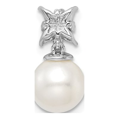 14K White Gold Pearl & Diamond Slide Pendant – view 3