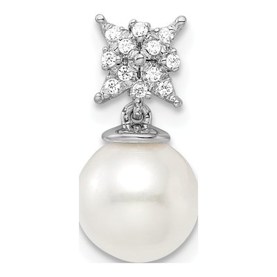 14K White Gold Pearl & Diamond Slide Pendant