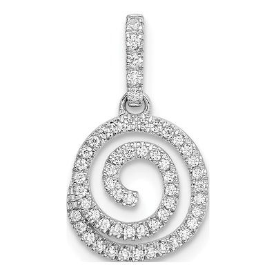 14K White Gold 1/5 ct tw Diamond Circle Swirl Pendant