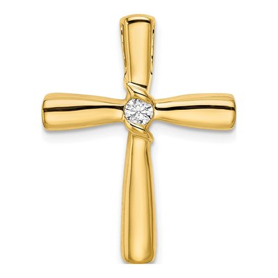 14K Yellow Gold 1/10 ct tw Diamond Cross Slide Pendant