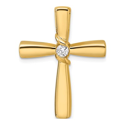 14K Yellow Gold 1/6 ct tw Diamond Cross Slide Pendant