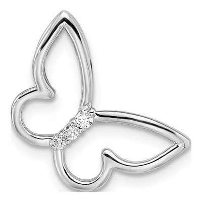 10K White Gold 1/20 ct tw Diamond Butterfly Slide Pendant