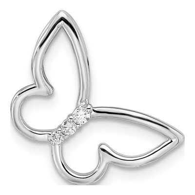 14K White Gold Diamond Butterfly Slide Pendant