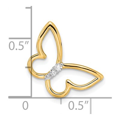 14K Yellow Gold Diamond Butterfly Slide Pendant – view 5