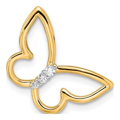 14K Yellow Gold Diamond Butterfly Slide Pendant