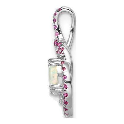 14K White Gold 1/15 ct tw Opal & Pink Tourmaline Slide Pendant – view 2