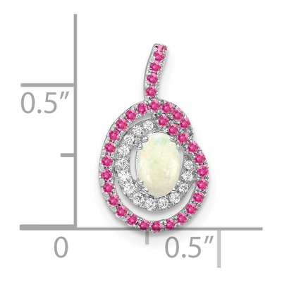 14K White Gold 1/15 ct tw Opal & Pink Tourmaline Slide Pendant – view 3