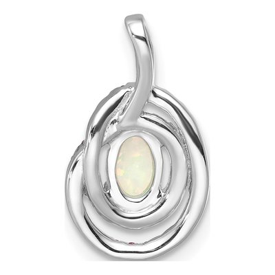 14K White Gold 1/15 ct tw Opal & Pink Tourmaline Slide Pendant – view 4