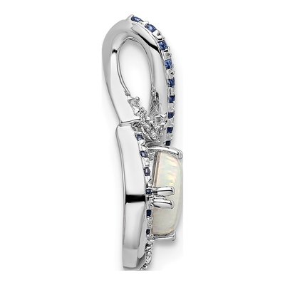 14K White Gold Opal & Swiss Blue Topaz Slide Pendant – view 2
