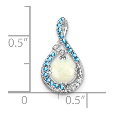 14K White Gold Opal & Swiss Blue Topaz Slide Pendant – view 3