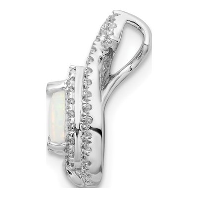 14K White Gold 1/6 ct tw Opal & Diamond Slide Pendant – view 2