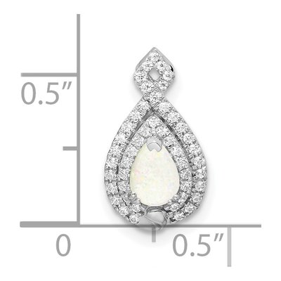 14K White Gold 1/6 ct tw Opal & Diamond Slide Pendant – view 3