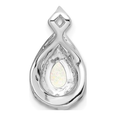 14K White Gold 1/6 ct tw Opal & Diamond Slide Pendant – view 4