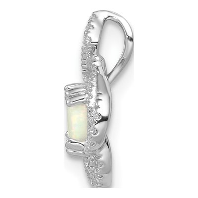 14K White Gold 0.11 ct tw Opal & Diamond Vintage Slide Pendant – view 2