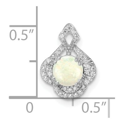 14K White Gold 0.11 ct tw Opal & Diamond Vintage Slide Pendant – view 3