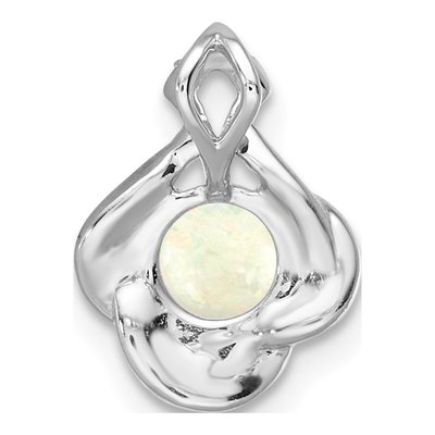 14K White Gold 0.11 ct tw Opal & Diamond Vintage Slide Pendant – view 4