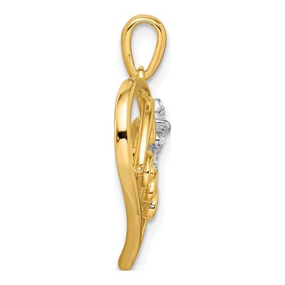 14K Two-Tone Gold 1/15 ct tw Diamond LOVE Script Heart Bow Pendant – view 2