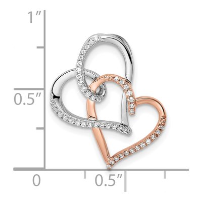 14K Two-Tone Gold 1/7 ct tw Diamond Heart Slide Pendant – view 3