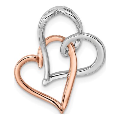 14K Two-Tone Gold 1/7 ct tw Diamond Heart Slide Pendant – view 4