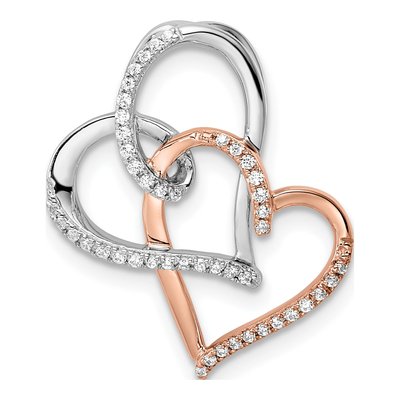 14K Two-Tone Gold 1/7 ct tw Diamond Heart Slide Pendant
