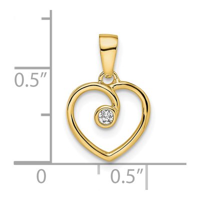 14K Yellow Gold Diamond Heart Pendant – view 4